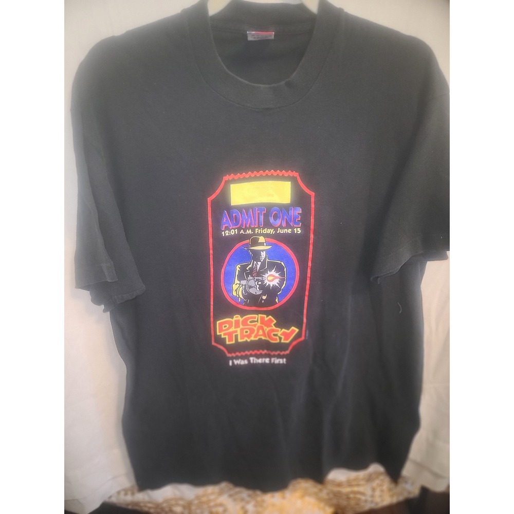 1990 Dick Tracy movie tshirt ticket Promo XL Cotton black Single Stitch